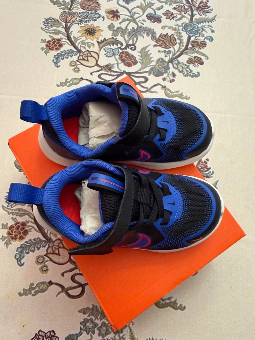 Nike Toddler Boy Cosmic Runner Sneakers in Blue Black Strap Shoe 8c